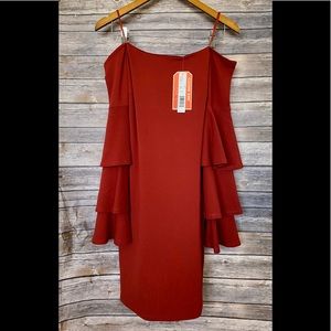 Gianni Bini rust orange off the shoulder dress